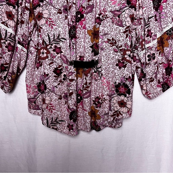 Knox Rose | Pink Floral Boho Peasant Blouse, Large - Picture 5 of 9